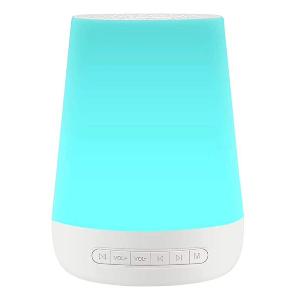 Zvukový přístroj pro uspávání dětí s bílým šumem a nočním světlem, 28 zvuků, baterie 1800 mAh, bílá barva, pro klidný spánek 1