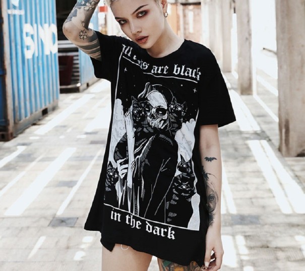 Zwart skelet t-shirt voor dames
