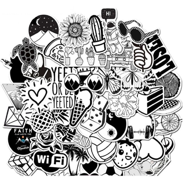 Zwart-wit stickers 10/30/50 stuks E245 3