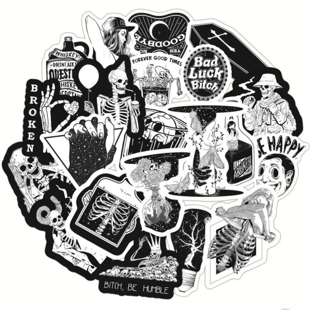 Zwart-wit stickers 50 stuks E97 3