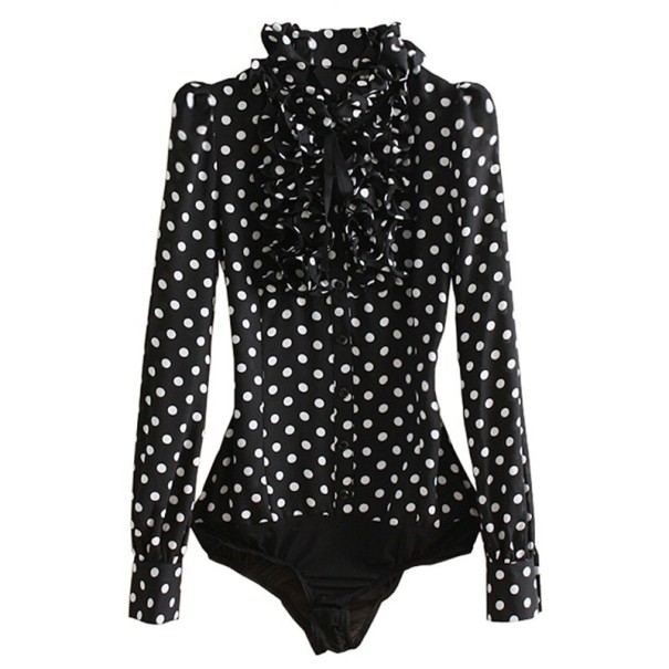 Zwarte bodysuit voor dames met stippen M