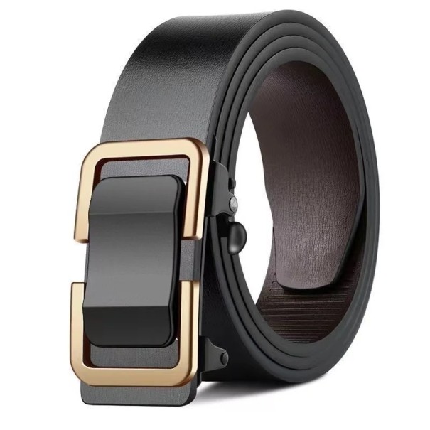 Zwarte herenriem van echt leer 3,8 cm Automatische metalen gesp Elegante leren riem voor pakken en jeans Stijlvol cadeau voor heren goud 120 cm