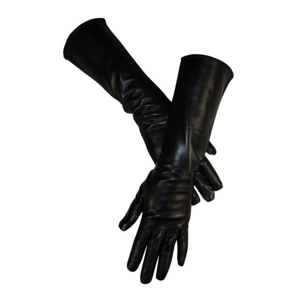 Zwarte imitatieleren handschoenen voor dames