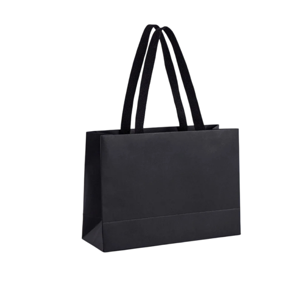 Zwarte papieren cadeauzak 28 x 20 x 10 cm Kartonnen stevige tas voor kleding modecadeaus elegante verpakking met handvatten 1