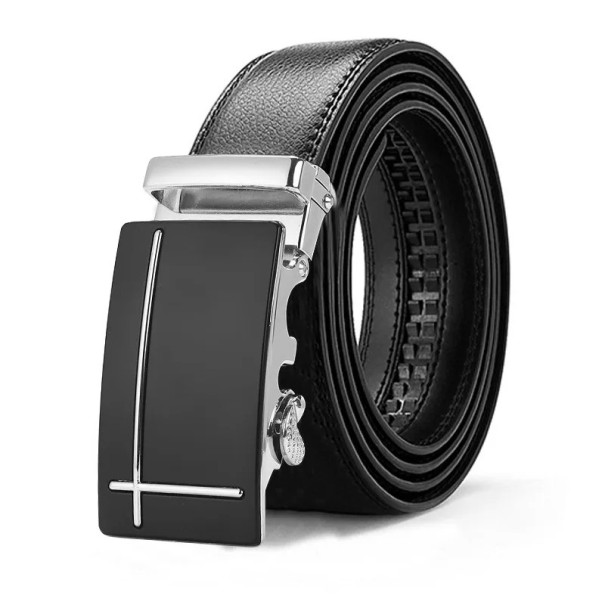 Zwarte PU-leren herenriem met automatische gesp Elegant design Verstelbare lengte Stijlvol accessoire voor een pak of voor dagelijks gebruik