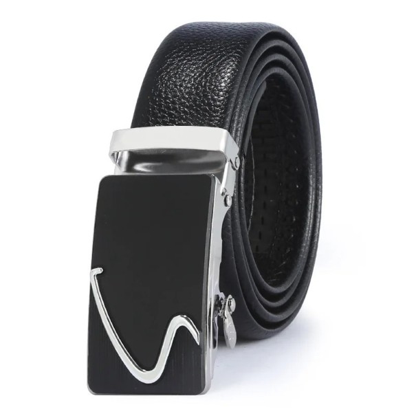 Zwarte PU-leren herenriem met automatische gesp Elegante riem voor heren Verstelbare lengte Stijlvol modeaccessoire