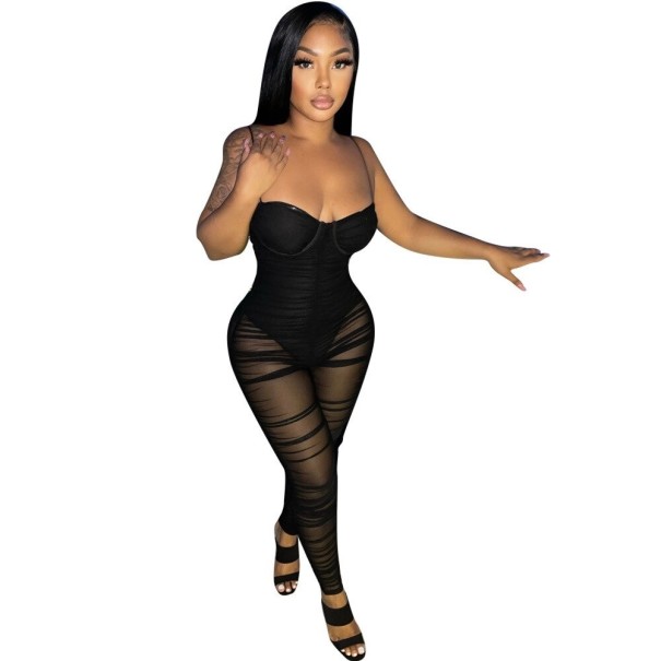Zwarte sexy jumpsuit voor dames M