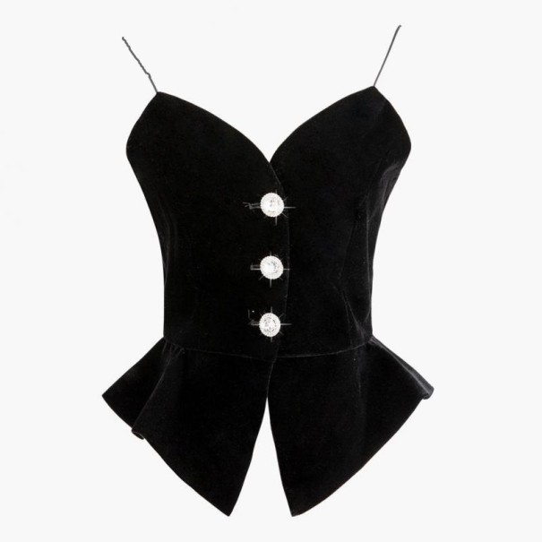 Zwarte top voor dames met spaghettibandjes M
