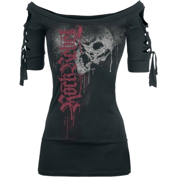 Zwarte top voor dames met uitsparingen 3XL