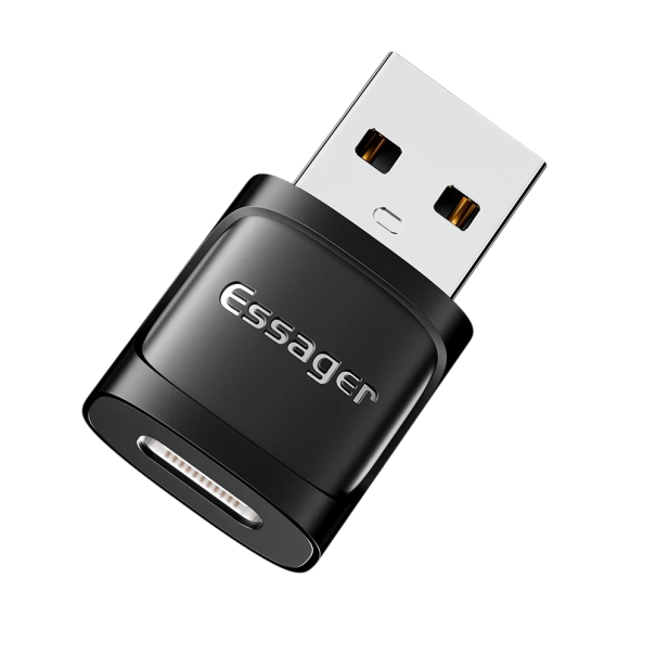 Zwarte USB C naar USB 10A metalen converteradapter voor snel opladen en audiotransmissie 1