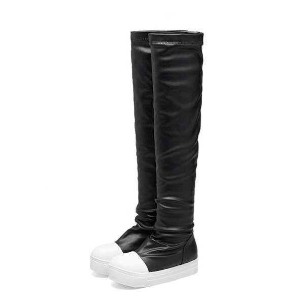 Zweifarbige Overknee-Stiefel für Damen 36