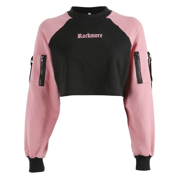 Zweifarbiges kurzes Damen-Sweatshirt M