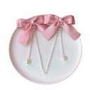 1 paio di Fermagli per capelli 10 x 8 cm Fiocco in raso con perle 15 cm Decorazione per capelli da ragazza Accessorio per capelli elegante 1