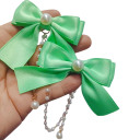 1 paio di Fermagli per capelli Grande fiocco di raso con grande perla e collana di perle Elegante decorazione per capelli da ragazza 1