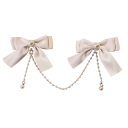 1 pereche de Sponeci pentru păr Fundă din satin cu perlă și lanț de perle Accesoriu elegant pentru păr de fetiță 6