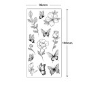 1 unidade de papel de tatuagem com motivos florais delicados 19 x 9,6 cm Tatuagem temporária Borboletas e flores Design romântico Elegância e delicadeza para mulheres 2