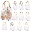 10 buc Prăjită PVC pungă de cadou 15 x 13 x 6 cm cu mânere bej Ambalaj elegant pentru cadouri și suveniruri Pungă din plastic pentru nunți 8