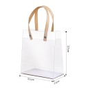 10 buc Prăjită PVC transparentă pentru cadouri 27 x 21 x 11 cm cu mânere bej Sac de plastic luxos pentru cadouri și suveniruri Sacii rezistenți pentru nunți, aniversări, cosmetice, petreceri 3