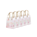 10 buc Prăjită PVC transparentă pentru cadouri 27 x 21 x 11 cm cu mânere bej Sac de plastic luxos pentru cadouri și suveniruri Sacii rezistenți 6