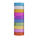 10 bucăți bandă adezivă din hârtie sclipitoare 15 mm x 3 m etichete colorate DIY cu sclipici decorațiuni ambalare cadouri creație papetărie 3