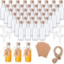 10 bucăți sticle din plastic pentru condimente și lichide 50 ml cu capac metalic auriu sau argintiu set mini sticle cu pâlnie etichete 1