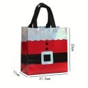 10 db Karácsonyi ajándéktáska 23 x 21,5 x 11 cm Piros ajándékzsák fekete pánttal, gombokkal és ezüst szegéllyel ünnepi ajándékcsomagoláshoz 2