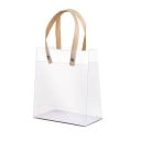 10 ks Priehľadná PVC darčeková taška 15 x 13 x 6 cm s béžovými uchami Elegantný obal na dary a suveníry Plastová odnoska na svadbu narodeniny oslavy 1