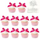10 Pack Pink Fabric Bow Cupcake Toppers Birthday Party Decoration 1