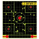 10 Pack Reflective Self-Adhesive Targets 30.5 x 33 cm 12 x 12 Inches Square Shooting Targets with Splash Phosphorescent Yellow Hit 4