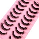 10 Pairs of Artificial Eyelashes False Mink Eyelashes Artificial 3D Adhesive Eyelashes 10