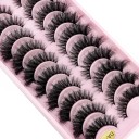 10 Pairs of Artificial Eyelashes False Mink Eyelashes Artificial 3D Adhesive Eyelashes 16