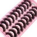 10 Pairs of Artificial Eyelashes False Mink Eyelashes Artificial 3D Adhesive Eyelashes 21
