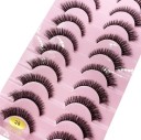 10 Pairs of Artificial Eyelashes False Mink Eyelashes Artificial 3D Adhesive Eyelashes 6