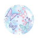 10 pcs Assiettes en papier 22,9 cm Motif papillons et fleurs Assiettes jetables pour gâteaux, desserts et collations Vaisselle pour fête d'anniversaire d'enfants 1