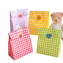 10 pcs Colourful Kraft Paper Bags 23 x 15 x 8 cm Checked Design Gift Bags for Parties Festivals Weddings Birthdays Biscuits 9