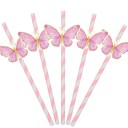 10 Pcs Paper Straws with Butterfly Decorative Straws for Drinks Butterfly Party Straws for Lemonade Cocktails and Beverages Children's Birthday Celebration 1