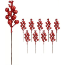 10 pz Bouquet di bacche artificiali brillanti 15 cm Decorazione natalizia con frutti lucidi Ornamento invernale per tavolo, corona o albero Decorazione domestica 3