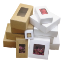 10 st Presentaskar 6,5 x 6,5 x 3 cm Kraftpappersboxar med genomskinligt fönster Olika färger Ekologiska förpackningar för smycken, ljus, godis och små presenter 2