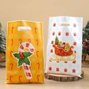 10 Stuks Cadeautasjes met Kerstmotieven 25 x 16,5 cm Plastic Tasjes met Handvatten voor Kleine Kerstcadeaus en Snoepjes Stevige en Lichte Verpakking 3