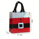 10 τμχ Χριστουγεννιάτικες δώροτσάντες 23 x 21,5 x 11 εκ. Κόκκινα σακουλάκια συσκευασίας με μαύρη κορδέλα, κουμπιά και ασημένιο περίγραμμα για εορταστική συσκευασία δώρων 2