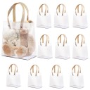 10 Transparent PVC Gift Bags 15 x 13 x 6 cm with Beige Handles Elegant Packaging for Gifts and Souvenirs Plastic Carrier for Weddings Birthdays 8