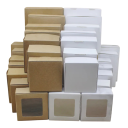 10 unidades Cajas de regalo 11 x 11 x 4 cm Cajas de papel kraft con ventana transparente Colores variados Envases ecológicos para joyas, velas, golosinas y pequeños regalos 3