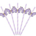 10 unidades de Pajitas de papel con mariposa Pajitas decorativas para bebidas Pajitas de fiesta de mariposa para limonadas cócteles y bebidas Fiesta de cumpleaños infantil 2