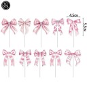 10 unidades de Palillos para Pasteles con Lazos Rosa Mezcla de Diseños 5,5 x 4,5 cm Decoraciones para Pasteles y Cupcakes Cumpleaños Decoración 2