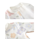 100% katoenen overall voor pasgeborenen met kersenprint Lange mouw O-hals Vrolijke witte unisex overall met knoopsluiting 3