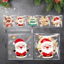 100 sacs en plastique autocollants de Noël 10 x 10 cm Sacs d'emballage avec motif de Noël pour bonbons, cadeaux, biscuits et petites choses 4