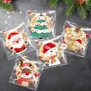 100 sztuk samoprzylepnych plastikowych torebek świątecznych 10 x 10 cm Torebki do pakowania z motywem świątecznym na słodycze, prezenty, ciastka i drobiazgi 5