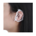 100 unidades de protectores de oídos desechables a prueba de agua para teñir el cabello Cubiertas de oídos de plástico elástico transparente Fundas protectoras contra el agua y el tinte 5
