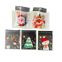 100 unidades de sacos de Natal auto-fecháveis 7 x 7 cm Sacos OPP transparentes com padrão de Pai Natal Embalagem decorativa para doces, bolachas, presentes e papelaria 4