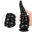 Svart gummi anal massagedildo med tentakelformad sugkopp, storlek L, 23 x 7,3 cm, vattentät, lätt att rengöra, diskret förpackning 3